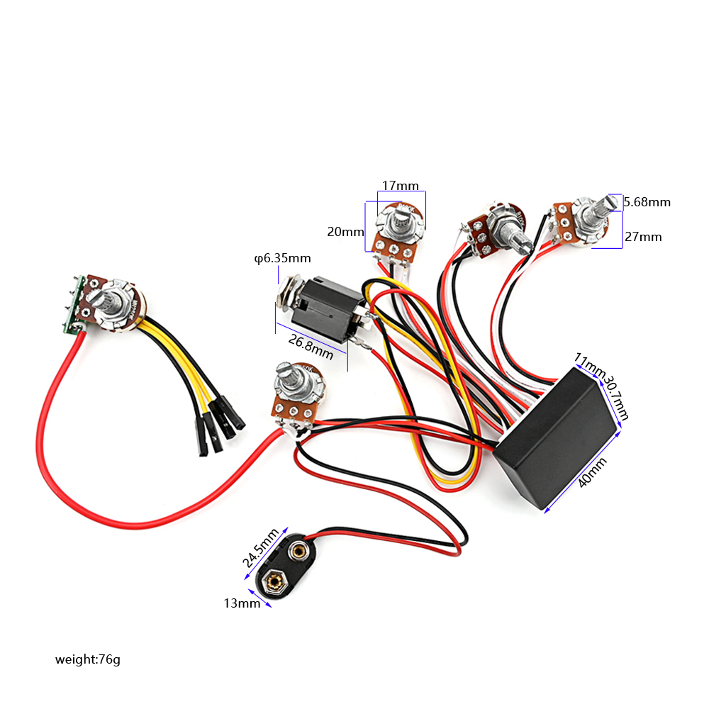 Pre-wired 3 Band Active Bass C - Passive Preamp ulasan dan harga