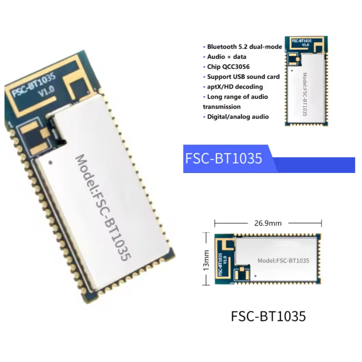 FSC-BT1035 module QCC3056 chip - Usb Sound Card ulasan dan harga