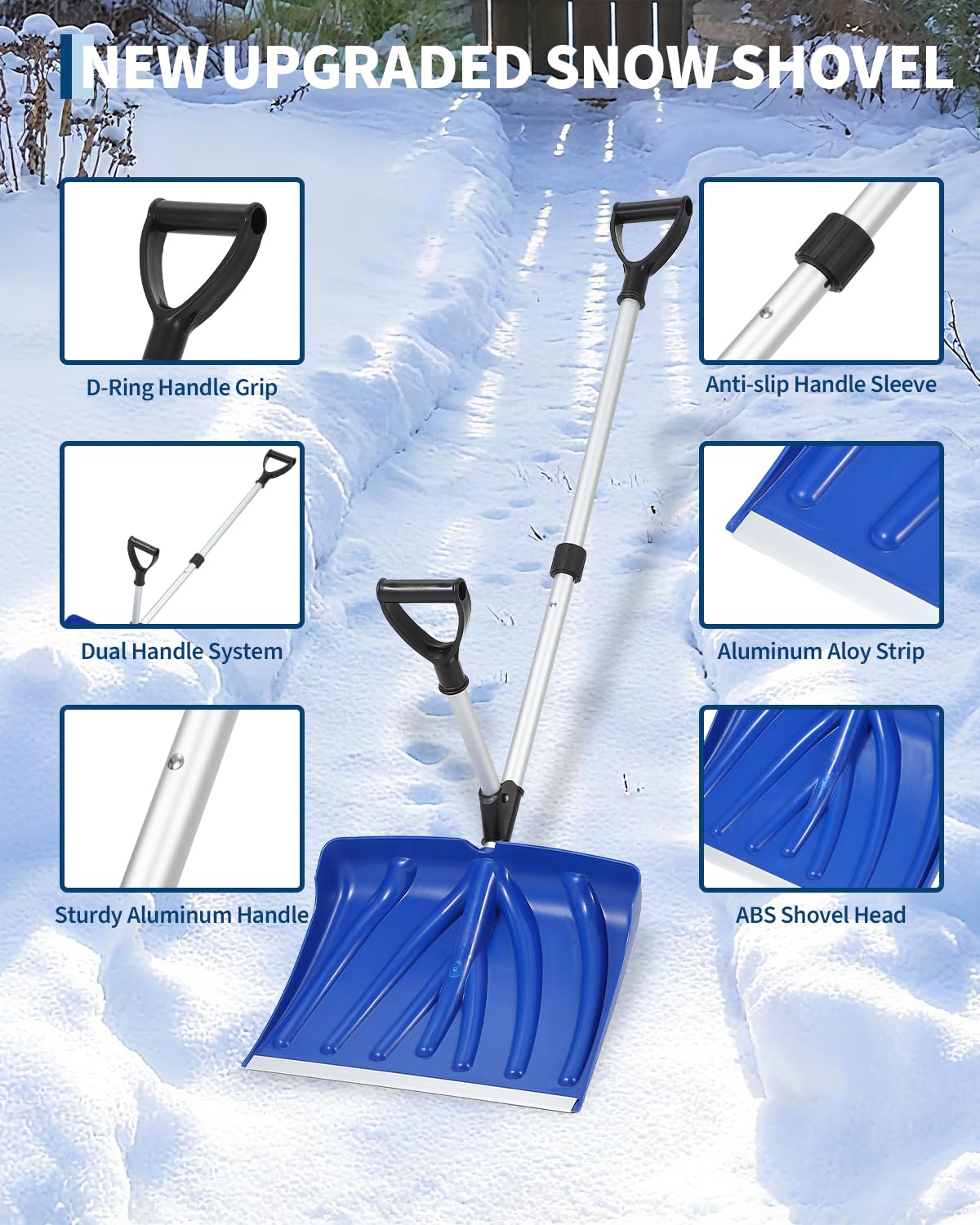 Ergonomic Snow Shovel With Ass - Knob Aluminum ulasan dan harga